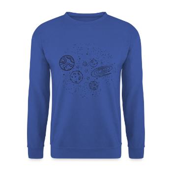 Starry Sky - Space - Space Travel - Planets - Unisex Sweatshirt - royal blue - Front - Alina (178cm) & Michal (187cm)