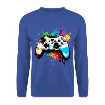 Gaming Controller Graffiti Computer Spiele Gamer - Unisex Pullover - Royalblau - Vorne - Alina (178cm) & Michal (187cm)