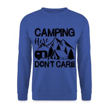 Camping Wohnmobil Van Vintage im Wohnwagen Caravan - Unisex Pullover - Royalblau - Vorne - Alina (178cm) & Michal (187cm)