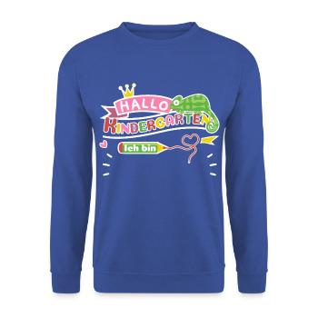 Hello Kindergarten Chameleon for personalization - Unisex Sweatshirt - royal blue - Front - Alina (178cm) & Michal (187cm)