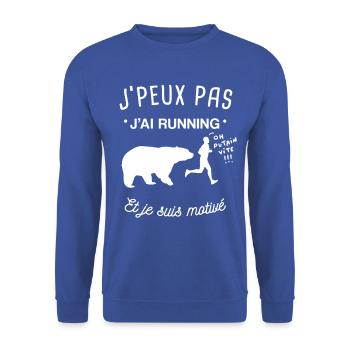 Running drôle homme - Sweat-shirt Unisexe - bleu royal - Devant - Alina (178cm) & Michal (187cm)