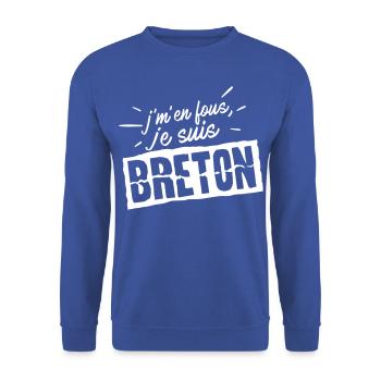 je suis Breton, humour Bretagne, cadeau original - Sweat-shirt Unisexe - bleu royal - Devant - Alina (178cm) & Michal (187cm)