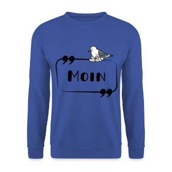 MOIN Möwe Nest Möwenmutter norddeutsch Schriftzug - Unisex Pullover - Royalblau - Vorne - Alina (178cm) & Michal (187cm)