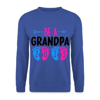 Werdender Opa 2023, 2023 werde ich Opa, 2023 Opa - Unisex Pullover - Royalblau - Vorne - Alina (178cm) & Michal (187cm)