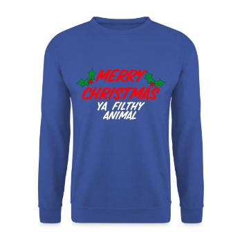 Merry Christmas Ya Filthy Animal - Unisex Sweatshirt - royal blue - Front - Alina (178cm) & Michal (187cm)