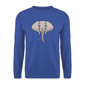 Elefant, Kopf, Elefantenkopf, Zeichnung - Unisex Pullover - Royalblau - Vorne - Alina (178cm) & Michal (187cm)