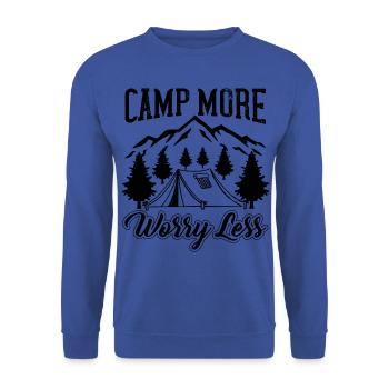 Camping Wohnmobil Van Vintage im Wohnwagen Caravan - Unisex Pullover - Royalblau - Vorne - Alina (178cm) & Michal (187cm)