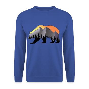 Ombre ours montagnes - Sweat-shirt Unisexe - bleu royal - Devant - Alina (178cm) & Michal (187cm)