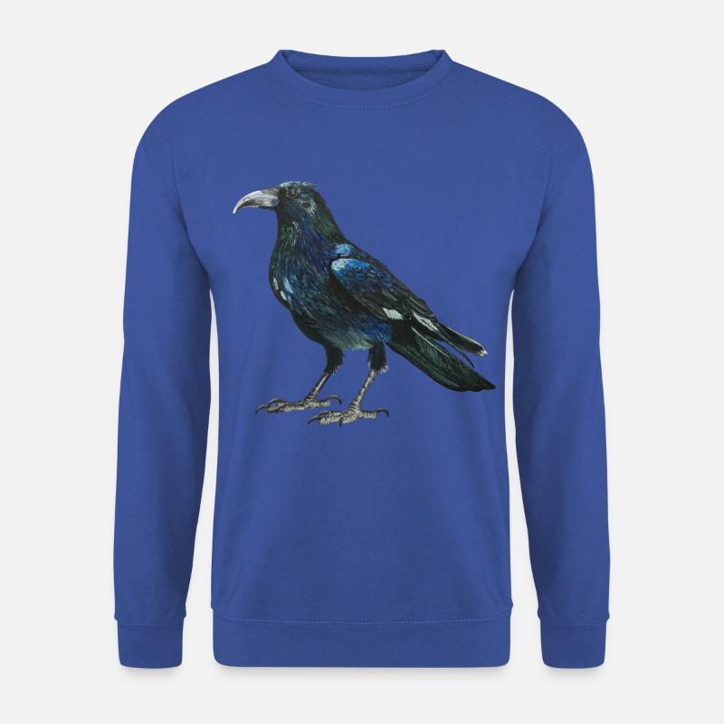 Rabe Krähe mit leicht bläulich grünen Federn - Unisex Pullover - Royalblau