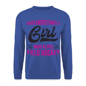Fille qui joue le hockey sur terrain cadeau de hockey sur glace - Sweat-shirt Unisexe - bleu royal - Devant - Alina (178cm) & Michal (187cm)