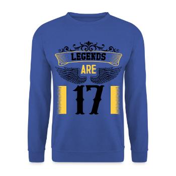 Legenden sind 17 Jahre alt, Geburtstag 17 - Unisex Pullover - Royalblau - Vorne - Alina (178cm) & Michal (187cm)