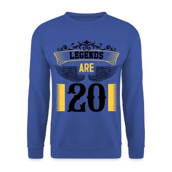Les légendes ont 20 ans, 20 ans d’anniversaire - Sweat-shirt Unisexe - bleu royal - Devant - Alina (178cm) & Michal (187cm)