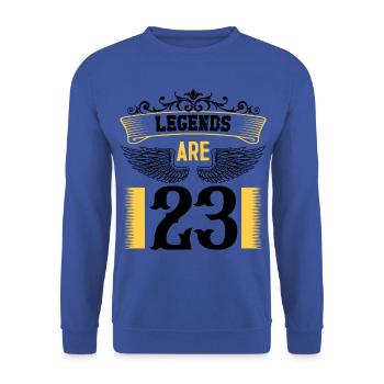 Legenden sind 23 Jahre alt, Geburtstag 23 - Unisex Pullover - Royalblau - Vorne - Alina (178cm) & Michal (187cm)