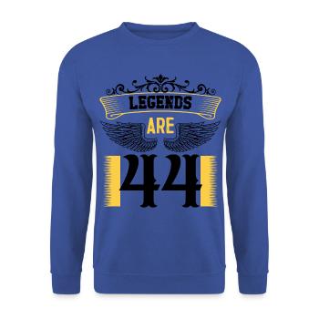 Legenden sind 44 Jahre alt, Geburtstag 44 - Unisex Pullover - Royalblau - Vorne - Alina (178cm) & Michal (187cm)