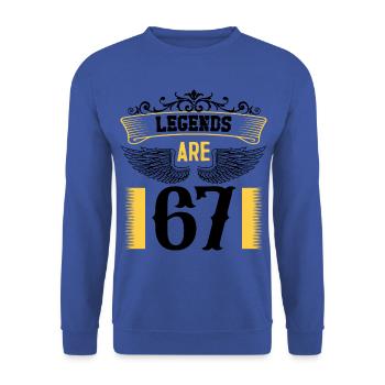 Les légendes ont 67 ans, 67 ans d’anniversaire - Sweat-shirt Unisexe - bleu royal - Devant - Alina (178cm) & Michal (187cm)