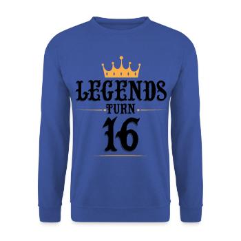 16 Anniversaire, Legends fête ses 16 ans - Sweat-shirt Unisexe - bleu royal - Devant - Alina (178cm) & Michal (187cm)