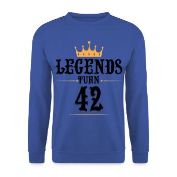 42 Birthday, Legends Turn 42 - Unisex Sweatshirt - royal blue - Front - Alina (178cm) & Michal (187cm)