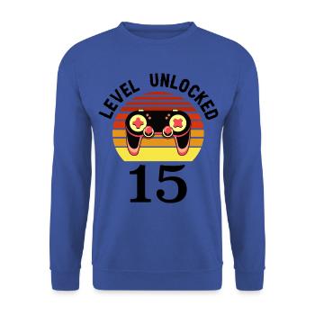 Level 15 unlocked 15 Birthday 15 years old - Unisex Sweatshirt - royal blue - Front - Alina (178cm) & Michal (187cm)
