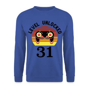 Niveau 31 débloqué 31 Anniversaire 31 ans - Sweat-shirt Unisexe - bleu royal - Devant - Alina (178cm) & Michal (187cm)