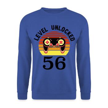 Niveau 56 débloqué 56 Anniversaire 56 ans - Sweat-shirt Unisexe - bleu royal - Devant - Alina (178cm) & Michal (187cm)