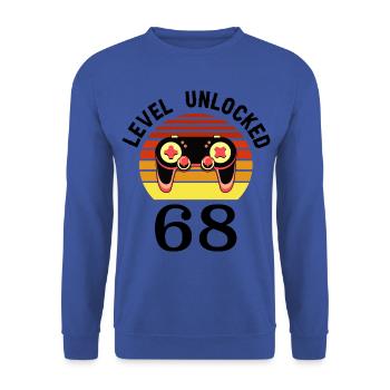 Niveau 68 débloqué 68 Anniversaire 68 ans - Sweat-shirt Unisexe - bleu royal - Devant - Alina (178cm) & Michal (187cm)
