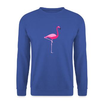 Flamingo Rosa Silhouette - Unisex Pullover - Royalblau - Vorne - Alina (178cm) & Michal (187cm)