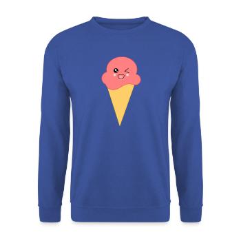 Eis Eiscreme Erdbeereis - Unisex Pullover - Royalblau - Vorne - Alina (178cm) & Michal (187cm)