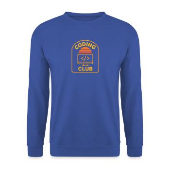 Coding Club Retro Sonnenaufgang Design - Unisex Pullover - Royalblau - Vorne - Alina (178cm) & Michal (187cm)