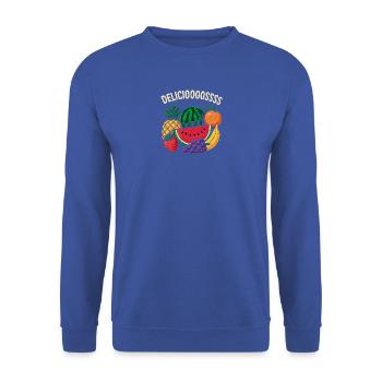 Fröhliche tropische Fruchtspritzer - Unisex Pullover - Royalblau - Vorne - Alina (178cm) & Michal (187cm)