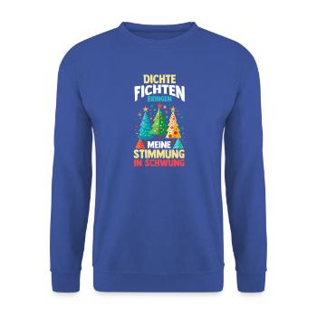Weihnachtsmann Fichten Weihnachtsbaum Weihnachten - Unisex Pullover - Royalblau - Vorne - Alina (178cm) & Michal (187cm)