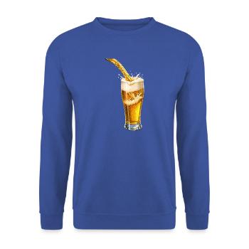 Golden Beer Foam Burst - Unisex Pullover - Royalblau - Vorne - Alina (178cm) & Michal (187cm)