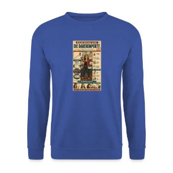 Die Dauerempörte – täglich ein neuer Skandal - Unisex Pullover - Royalblau - Vorne - Alina (178cm) & Michal (187cm)