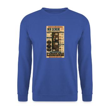 Der Scheue – nicht weg, nur gut versteckt - Unisex Pullover - Royalblau - Vorne - Alina (178cm) & Michal (187cm)