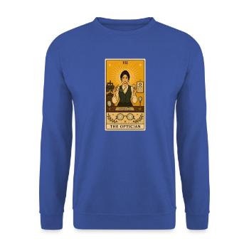Optikerin | Brille Augen Tarot - Unisex Pullover - Royalblau - Vorne - Alina (178cm) & Michal (187cm)