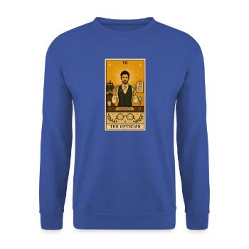 Optiker | Brille Augen Tarot - Unisex Pullover - Royalblau - Vorne - Alina (178cm) & Michal (187cm)