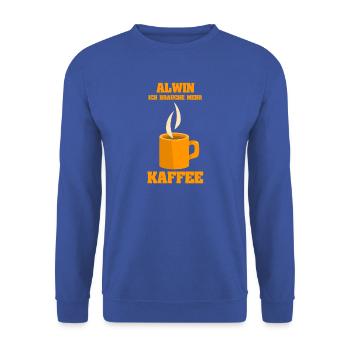 Geschenk für Alwin - Unisex Pullover - Royalblau - Vorne - Alina (178cm) & Michal (187cm)