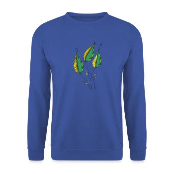 Dekorative Blätter - Unisex Pullover - Royalblau - Vorne - Alina (178cm) & Michal (187cm)