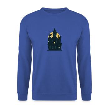 Halloween Gruselig Horror Haus Dracula Fledermaus - Sweat-shirt Unisexe - bleu royal - Devant - Alina (178cm) & Michal (187cm)