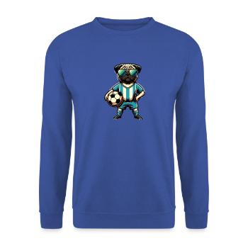 Pug Dog Soccer Player Champion Fan - Unisex Sweatshirt - royal blue - Front - Alina (178cm) & Michal (187cm)