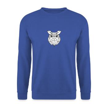 Schlichtes Eulen Design - Unisex Pullover - Royalblau - Vorne - Alina (178cm) & Michal (187cm)