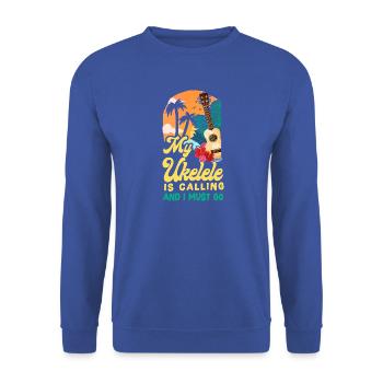 Hawaiian Ukulele Uke My Ukulele Is - Unisex Pullover - Royalblau - Vorne - Alina (178cm) & Michal (187cm)