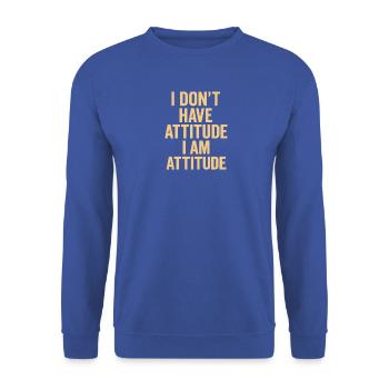 Ich habe keine Attitüde, ich bin Einstellung - Unisex Pullover - Royalblau - Vorne - Alina (178cm) & Michal (187cm)