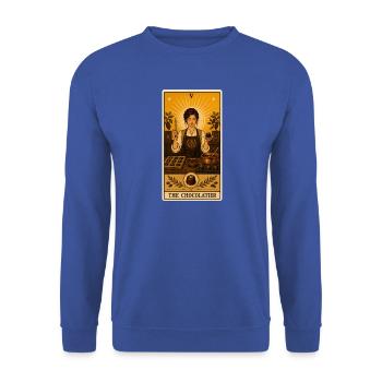 Chocolatière | Schokolade Pralinen Tarot - Unisex Pullover - Royalblau - Vorne - Alina (178cm) & Michal (187cm)