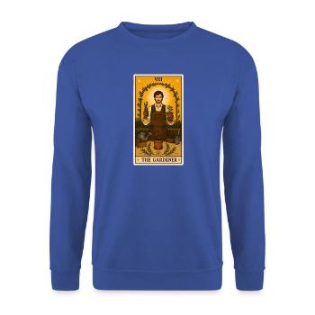 Gärtner | Garten Pflanzen Tarot - Unisex Pullover - Royalblau - Vorne - Alina (178cm) & Michal (187cm)
