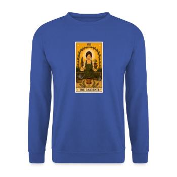 Gärtnerin | Garten Pflanzen Tarot - Unisex Pullover - Royalblau - Vorne - Alina (178cm) & Michal (187cm)