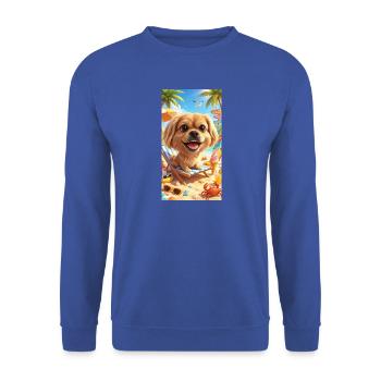 Mila in der Sonne  - Unisex Pullover - Royalblau - Vorne - Alina (178cm) & Michal (187cm)