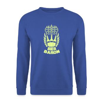 Bier Baron Kronenlogo - Unisex Pullover - Royalblau - Vorne - Alina (178cm) & Michal (187cm)