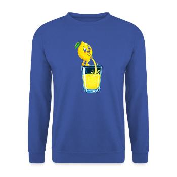 Zitronenheld Spritziges Glasbild - Unisex Pullover - Royalblau - Vorne - Alina (178cm) & Michal (187cm)