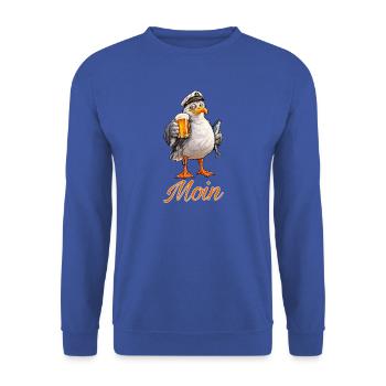 Möwe Moin - Unisex Pullover - Royalblau - Vorne - Alina (178cm) & Michal (187cm)