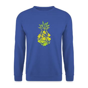 Hawaiian Ukulele Uke Pineapple - Unisex Pullover - Royalblau - Vorne - Alina (178cm) & Michal (187cm)